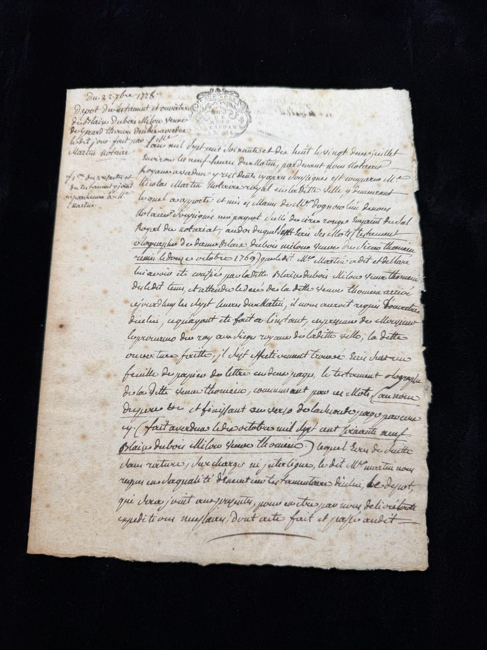 1788 French Notarial Manuscript Amsterdam Paper Watermark – Pre-Revolution Document
