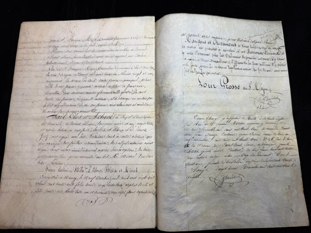 1828 French Royal Notarial Document King Charles X – Property Sale Act – Official Stamps