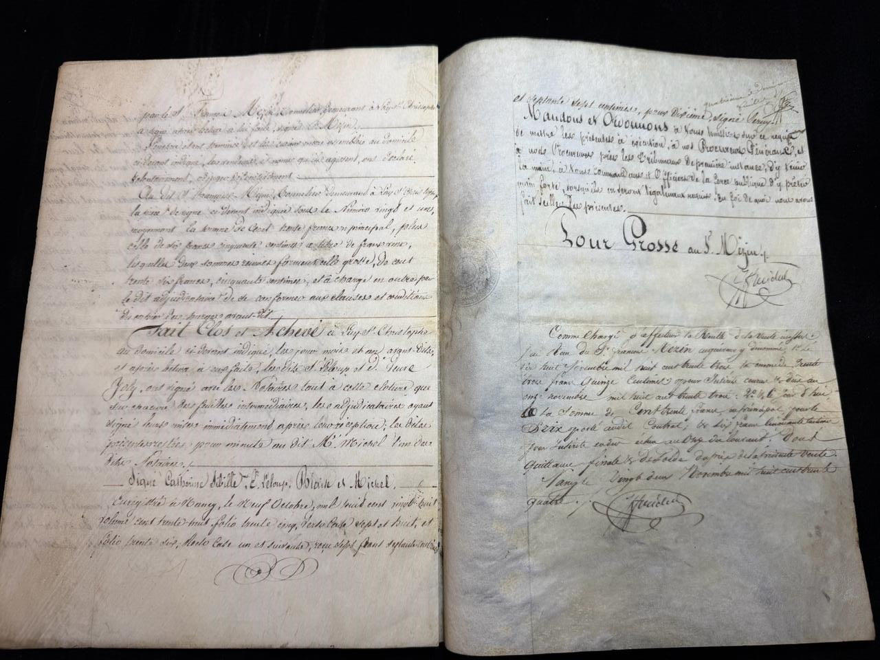 1828 French Royal Notarial Document King Charles X – Property Sale Act – Official Stamps