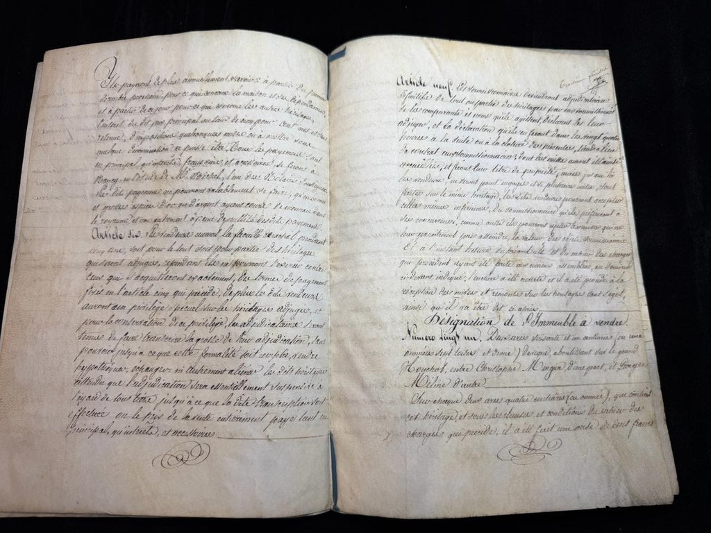 1828 French Royal Notarial Document King Charles X – Property Sale Act – Official Stamps