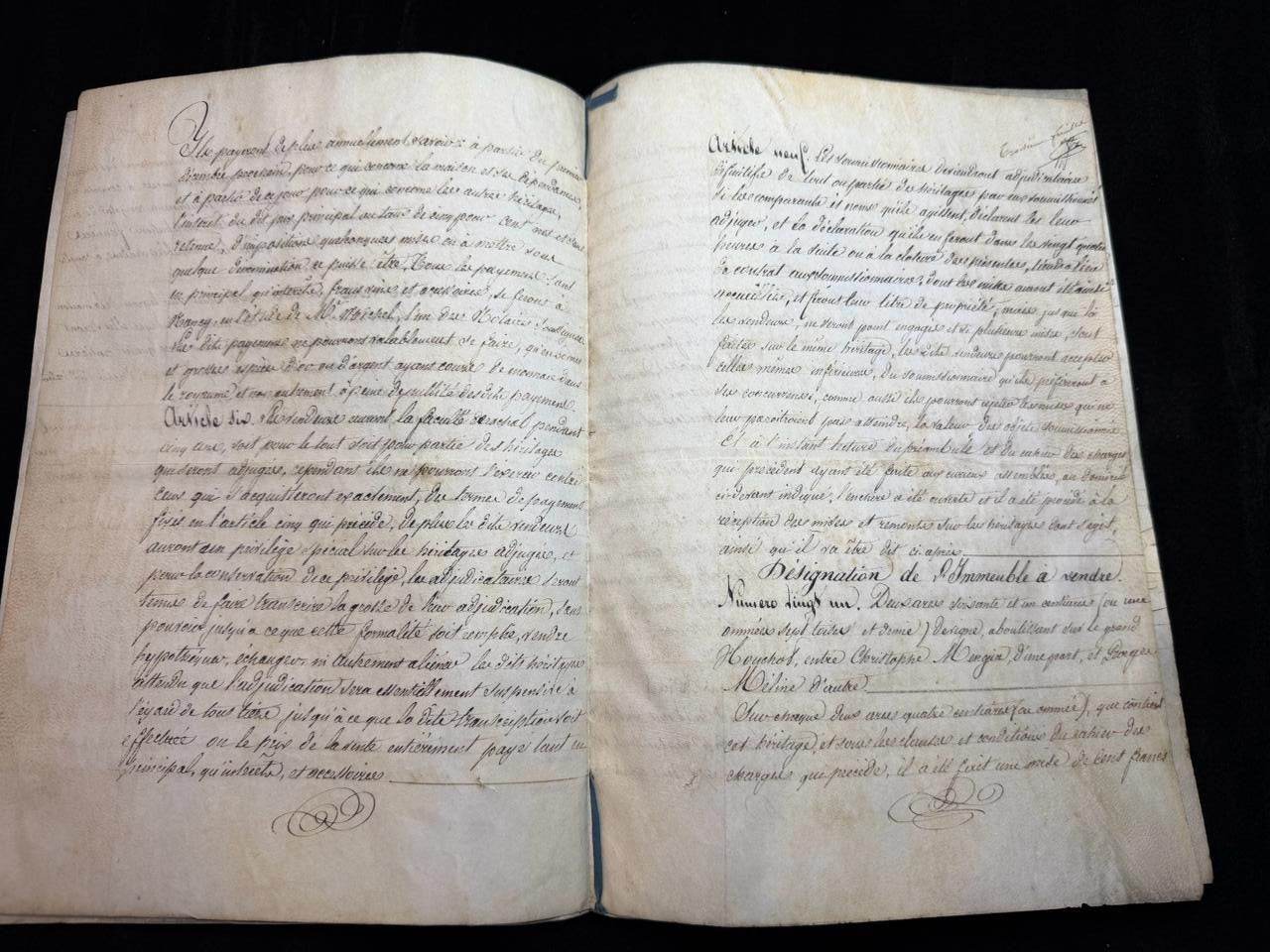1828 French Royal Notarial Document King Charles X – Property Sale Act – Official Stamps