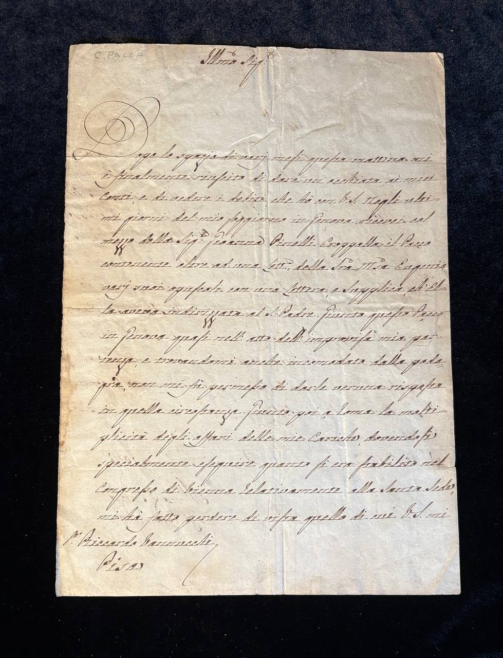 Autograph Letter of Cardinal Bartolomeo Pacca