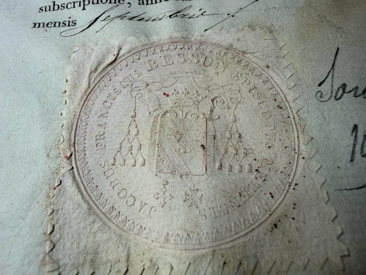 Episcopal Document Signed by Jacobus Franciscus Besson Bishop of Metz