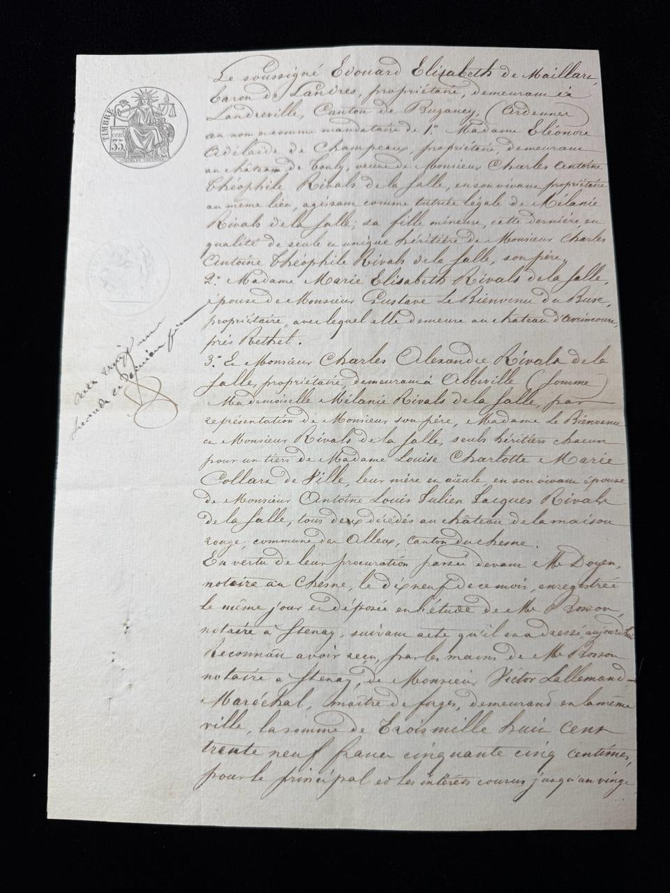 French Notarial Manuscript Document Property Transaction