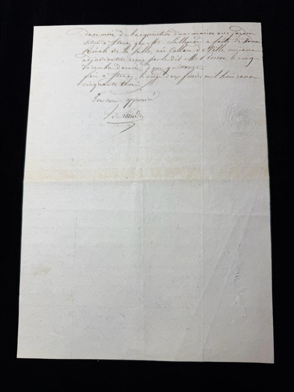 French Notarial Manuscript Document Property Transaction