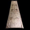 Full-length Holy Shroud of Turin reproduction on linen showing the frontal and dorsal images