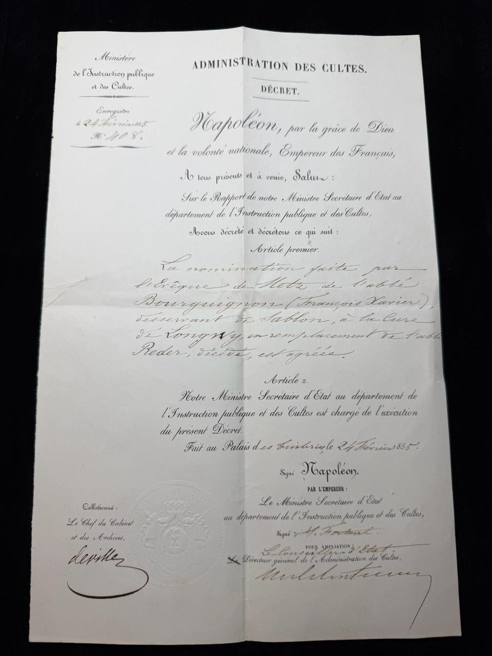 Imperial Decree Napoleon III – Tuileries Palace – 1855 – French Second Empire
