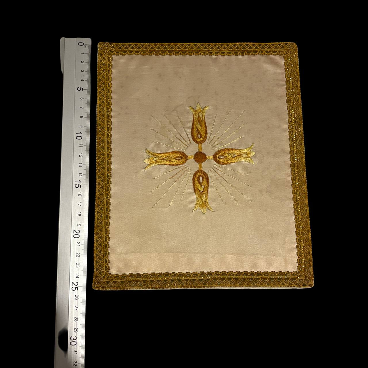 Liturgical burse with gold metallic embroidery