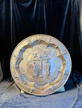 Monumental Gothic Brass Charger with Crucifixion  Ecclesiastical Art – Early Gothic Tradition (14th–15th Century, Attributed)