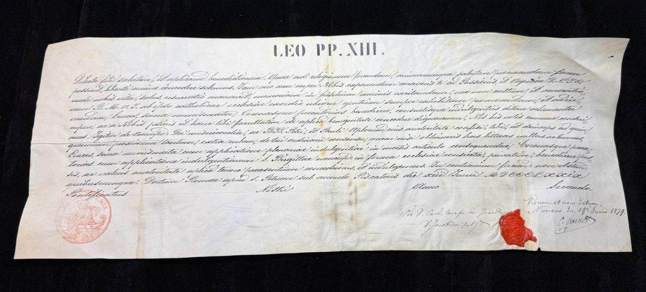 Papal Document Pope Leo XIII – 1879 – Vatican Office – Wax Seal
