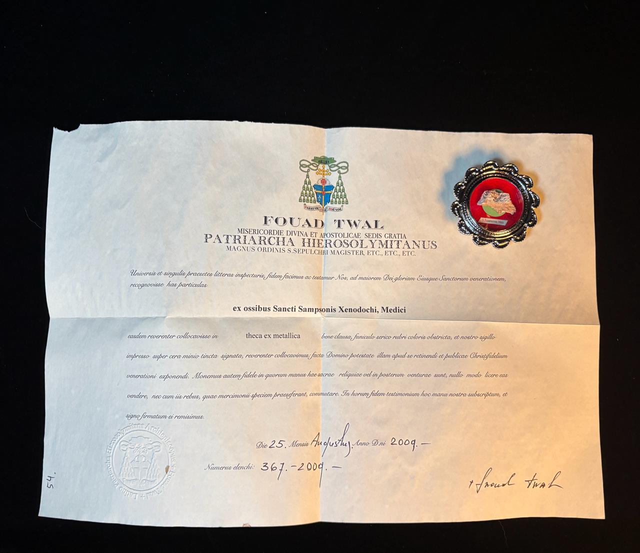 1st Class Relic of Saint Sampson the Hospitable, Bone Relic with COA