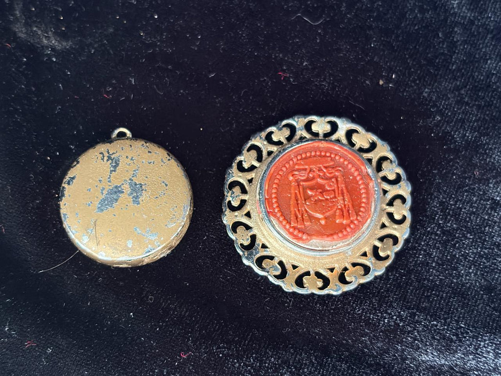 Antique 1889 St. Helena Devotional Medallion + Original Bishop Authentication Document