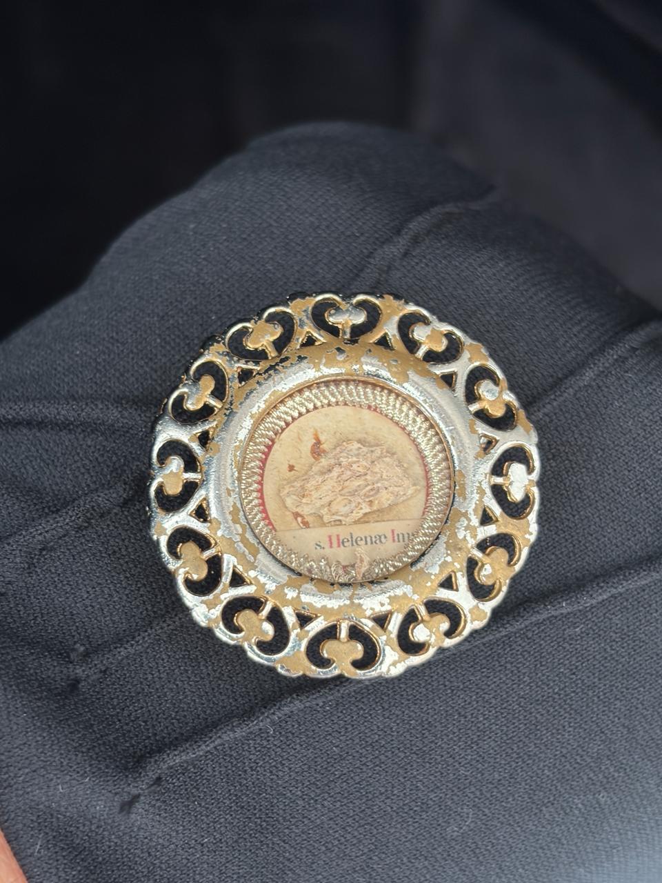 Antique 1889 St. Helena Devotional Medallion + Original Bishop Authentication Document