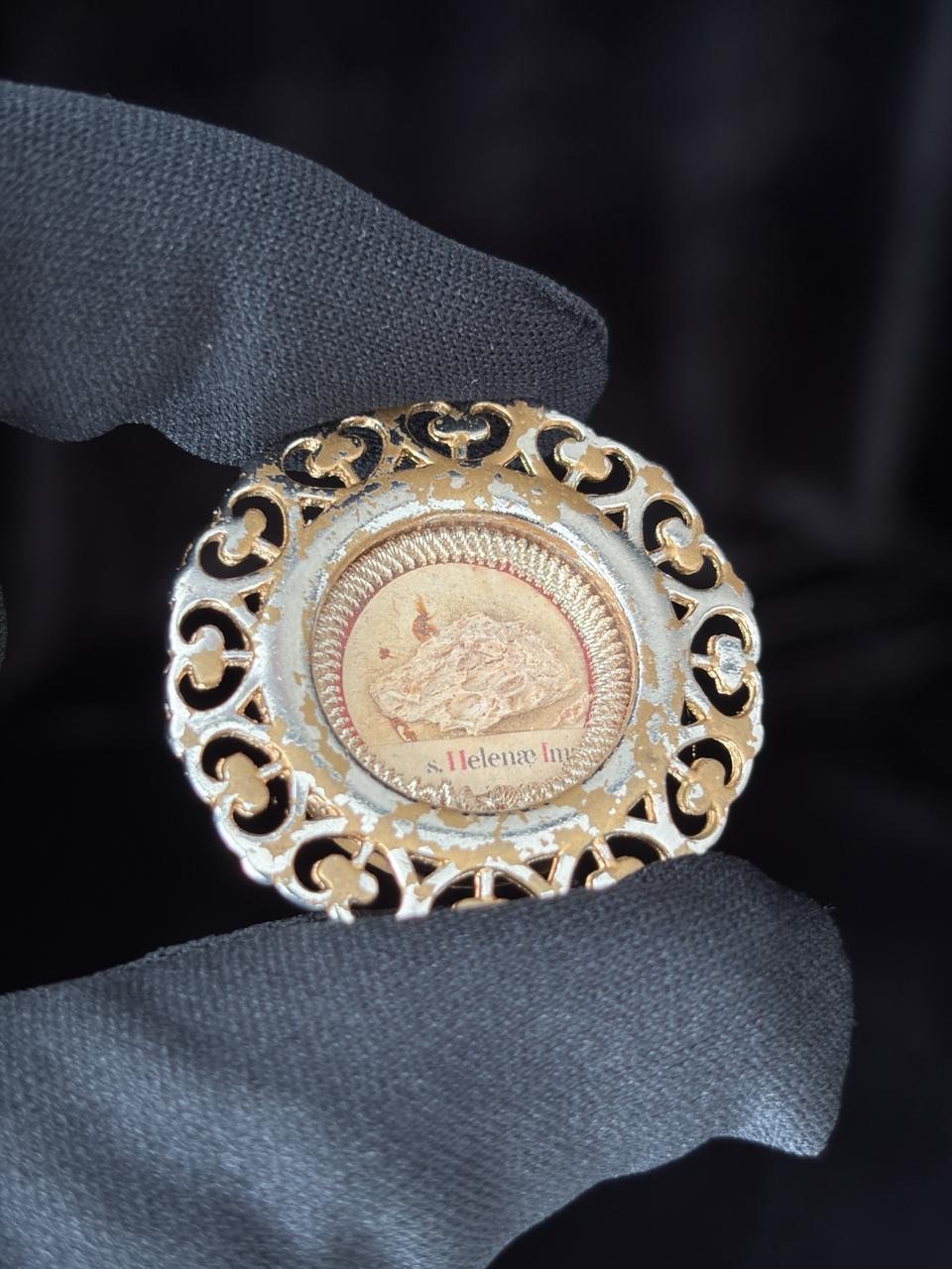 Antique 1889 St. Helena Devotional Medallion + Original Bishop Authentication Document