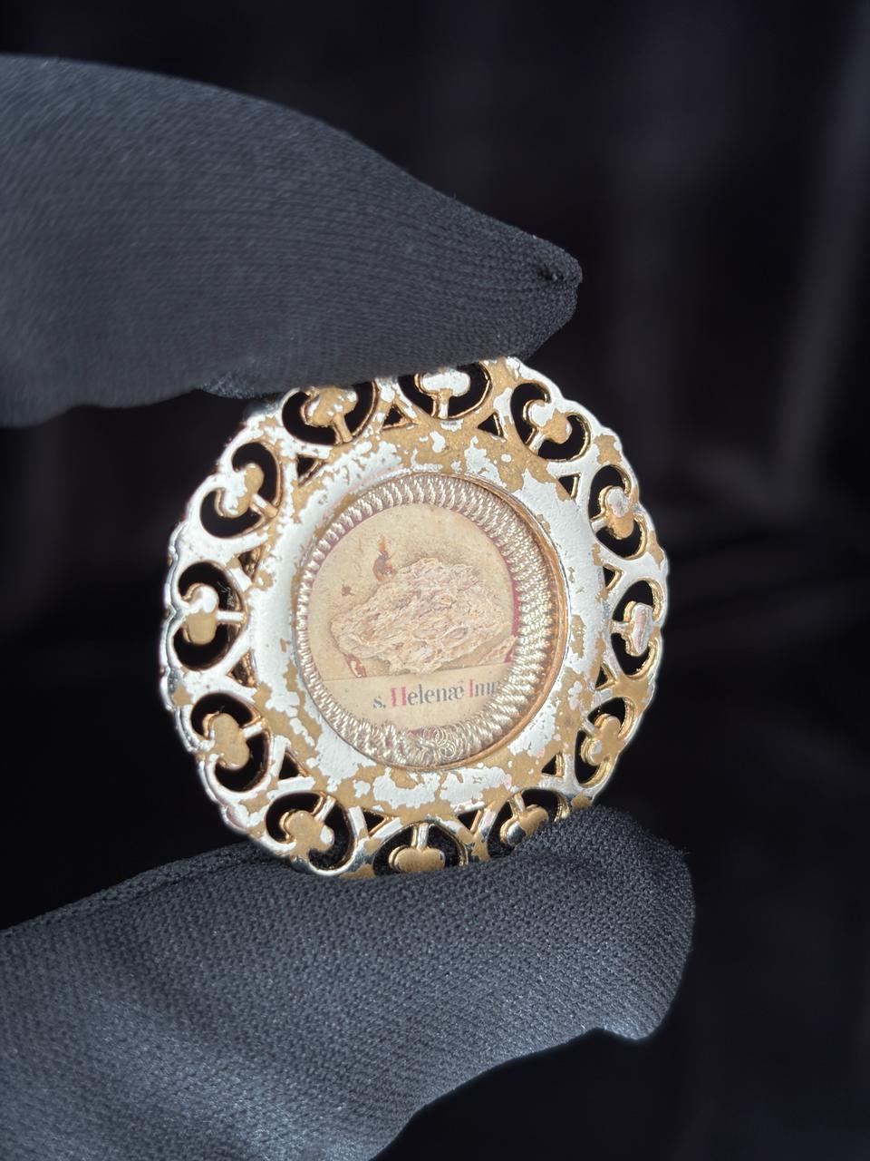Antique 1889 St. Helena Devotional Medallion + Original Bishop Authentication Document