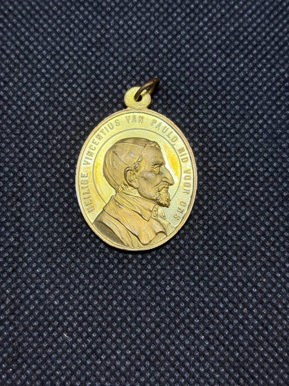 Vintage Saint Vincent de Paul & Miraculous Medal | Double-Sided Catholic Devotional Medalf