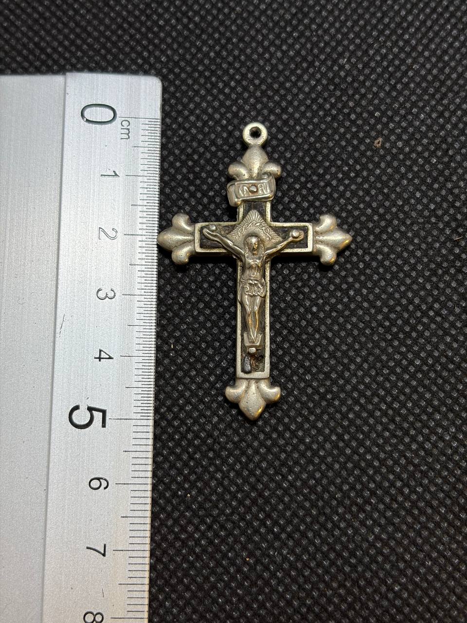 Vintage Catholic Crucifix Pendant with INRI – Large 5 cm Cross with Christ