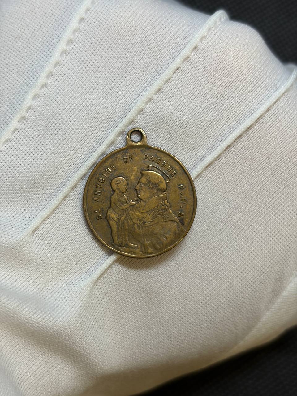 Vintage Catholic Medal of Saint Anthony of Padua & Mary, Queen of Hearts | French Devotional Pendant
