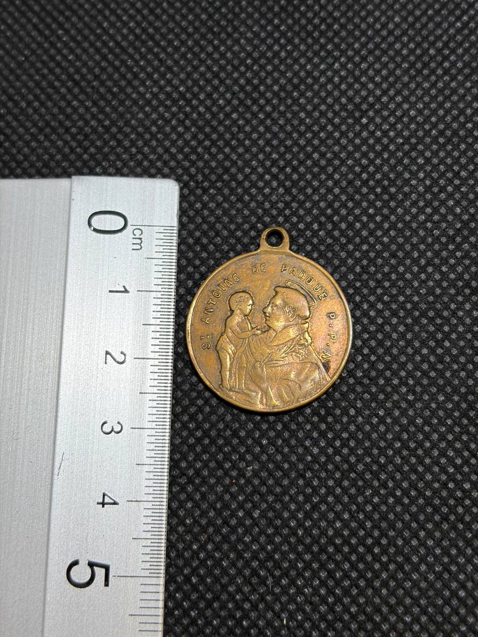 Vintage Catholic Medal of Saint Anthony of Padua & Mary, Queen of Hearts | French Devotional Pendant