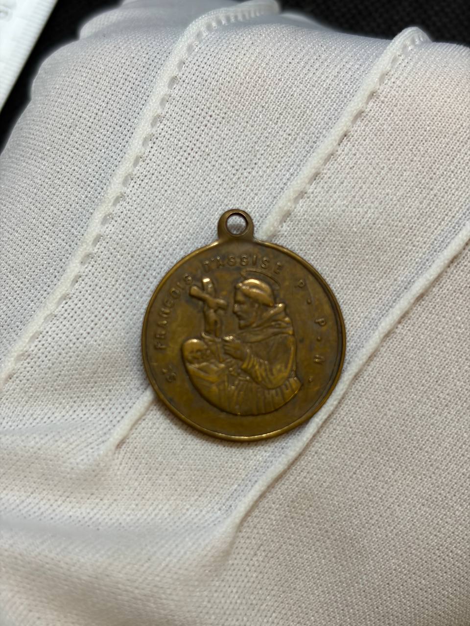 Vintage Catholic Medal of Saint Anthony of Padua & Mary, Queen of Hearts | French Devotional Pendant