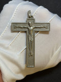 Catholic Crucifix Pendant – Large Silver-Tone Cross