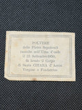 Antique 19th Century Saint Clare of Assisi Relic Card – Sepulchral Dust, 1850