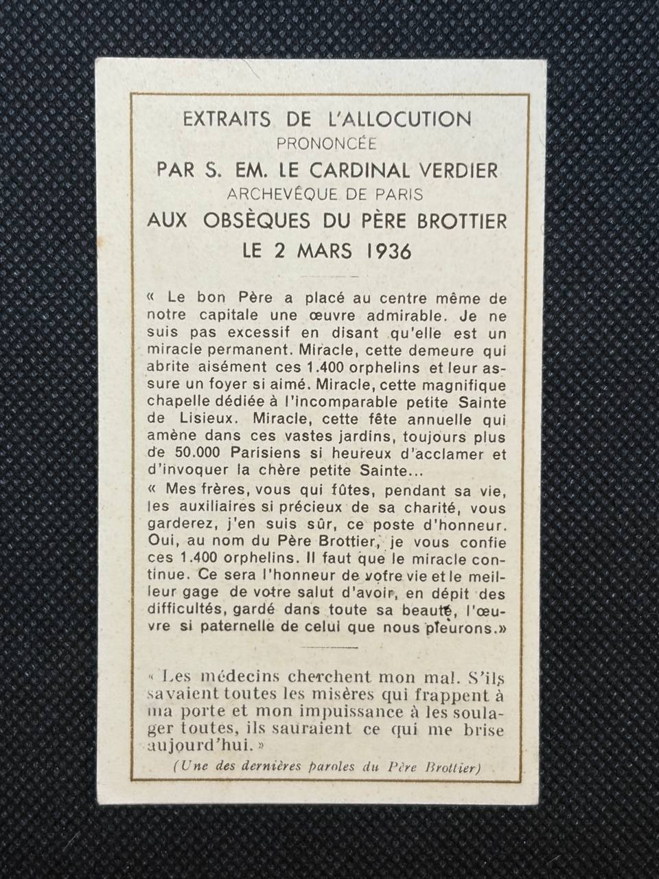 Relic Collection of Blessed Daniel Brottier – French Holy Cards & Prayer Booklet