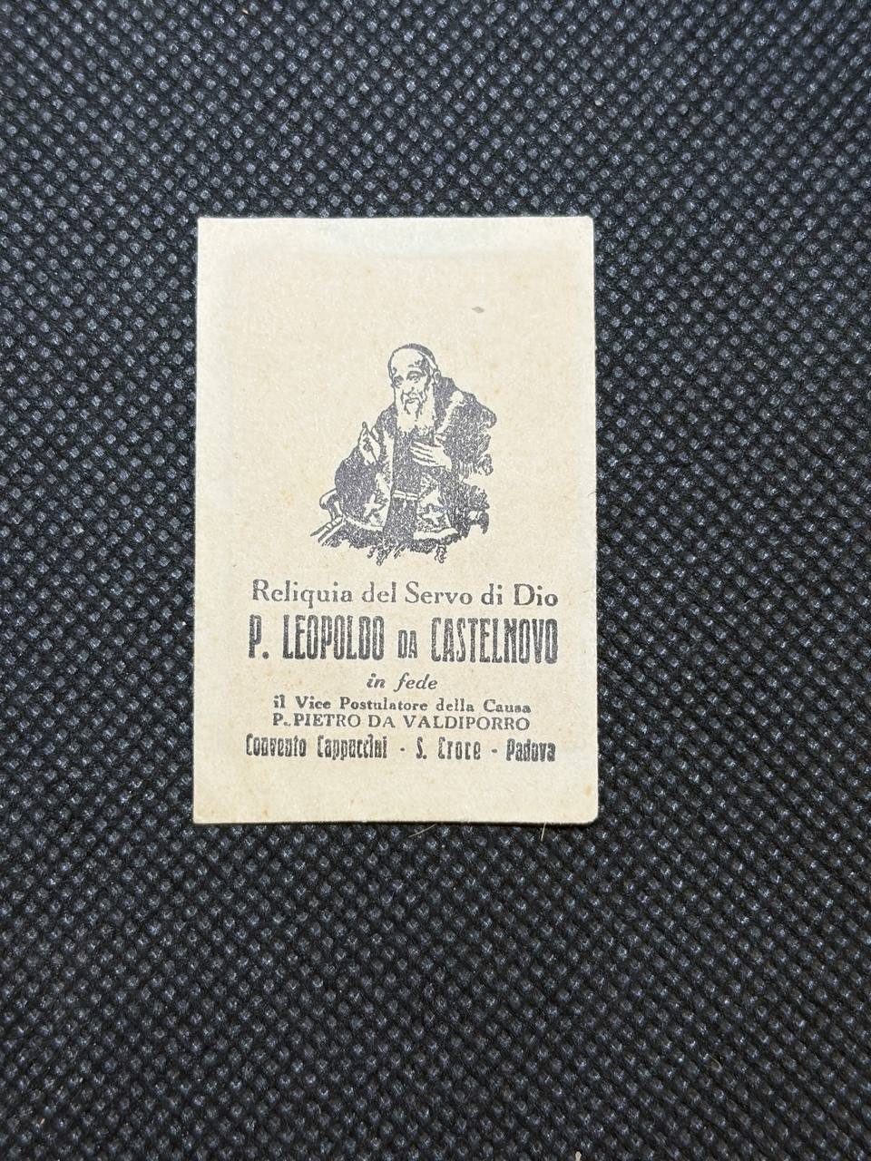 Saint Leopold Mandic Relic Card – P. Leopoldo da Castelnuovo | Vintage Catholic Relic