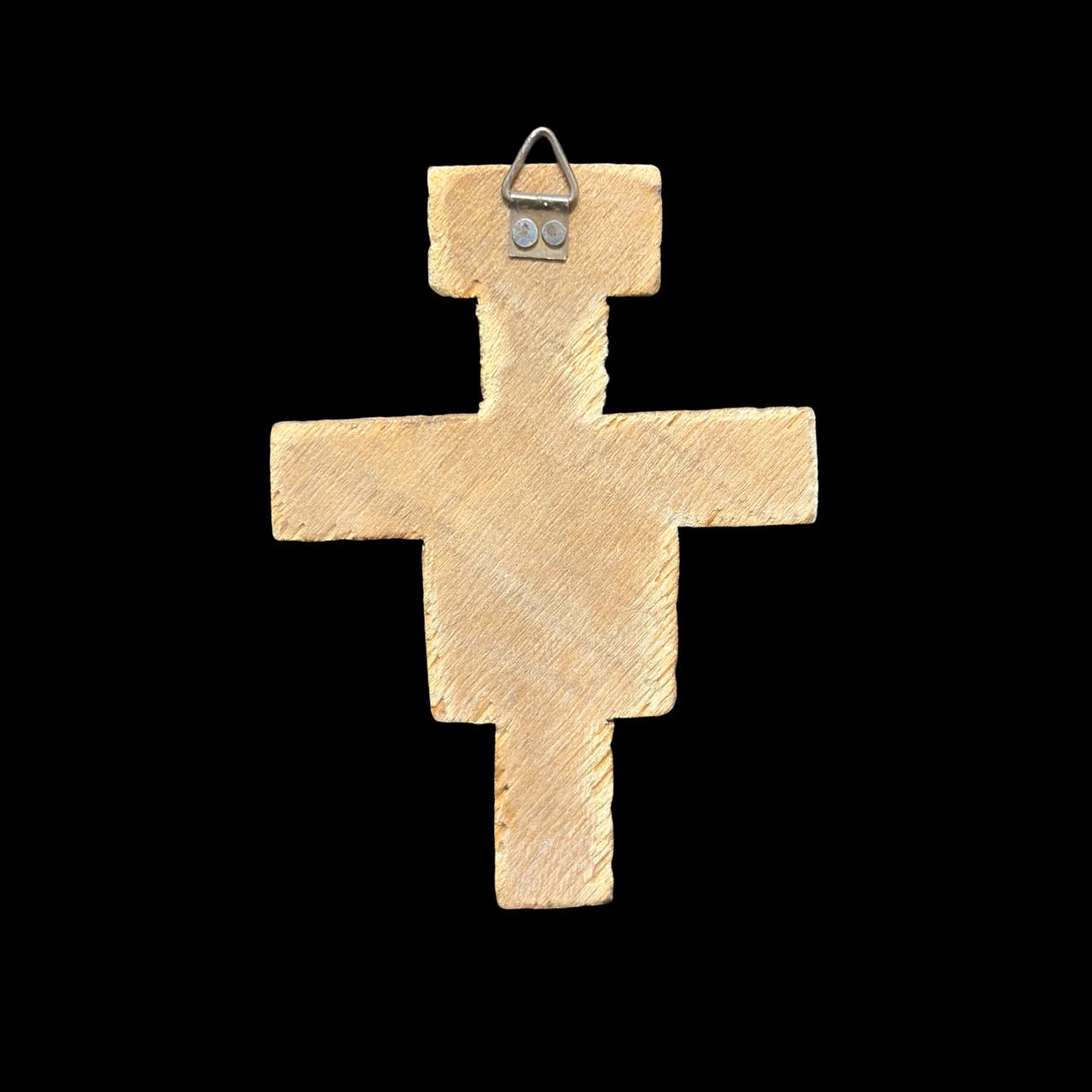 Antique Byzantine-Style Crucifix Cross with Christ & Saints – Religious Devotional Icon, 9 cm