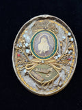 Antique Russian Orthodox Devotional Reliquary with Handcrafted Goldwork & Marian Icon – 19th Century