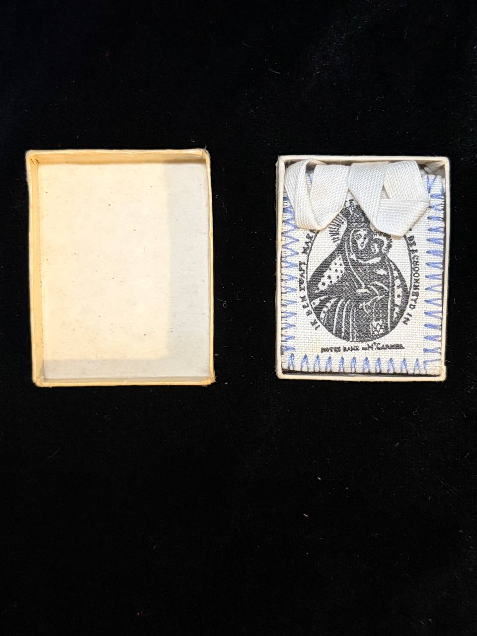 Vintage Catholic Devotional Scapular with Sacred Image – Antique Religious Devotional Item