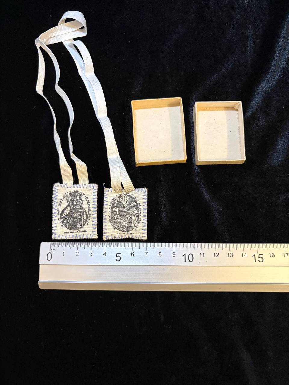 Vintage Catholic Devotional Scapular with Sacred Image – Antique Religious Devotional Item
