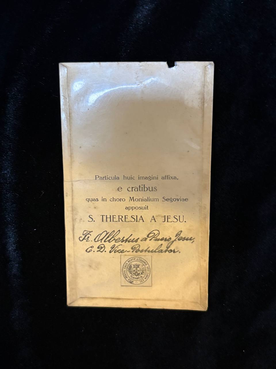 Saint Teresa of Jesus Antique Devotional Card with Contact Relic | Carmelite Holy Card