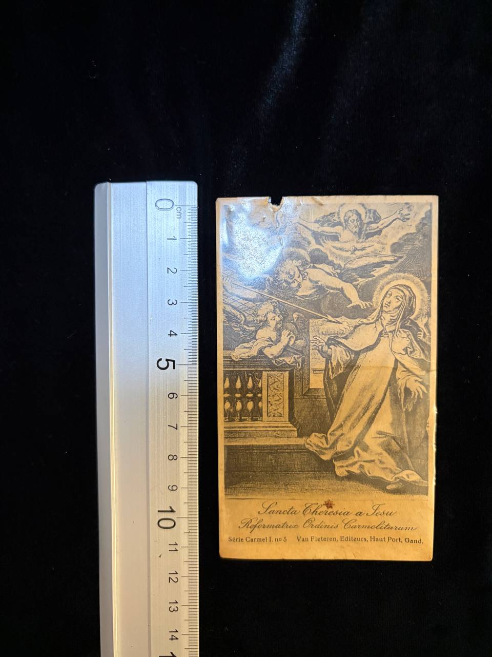 Saint Teresa of Jesus Antique Devotional Card with Contact Relic | Carmelite Holy Card