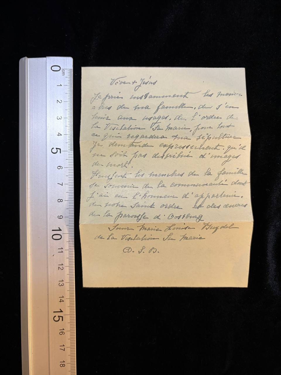Antique Handwritten Catholic Prayer Letter – Sister Marie Louise, Visitation of Sainte-Marie
