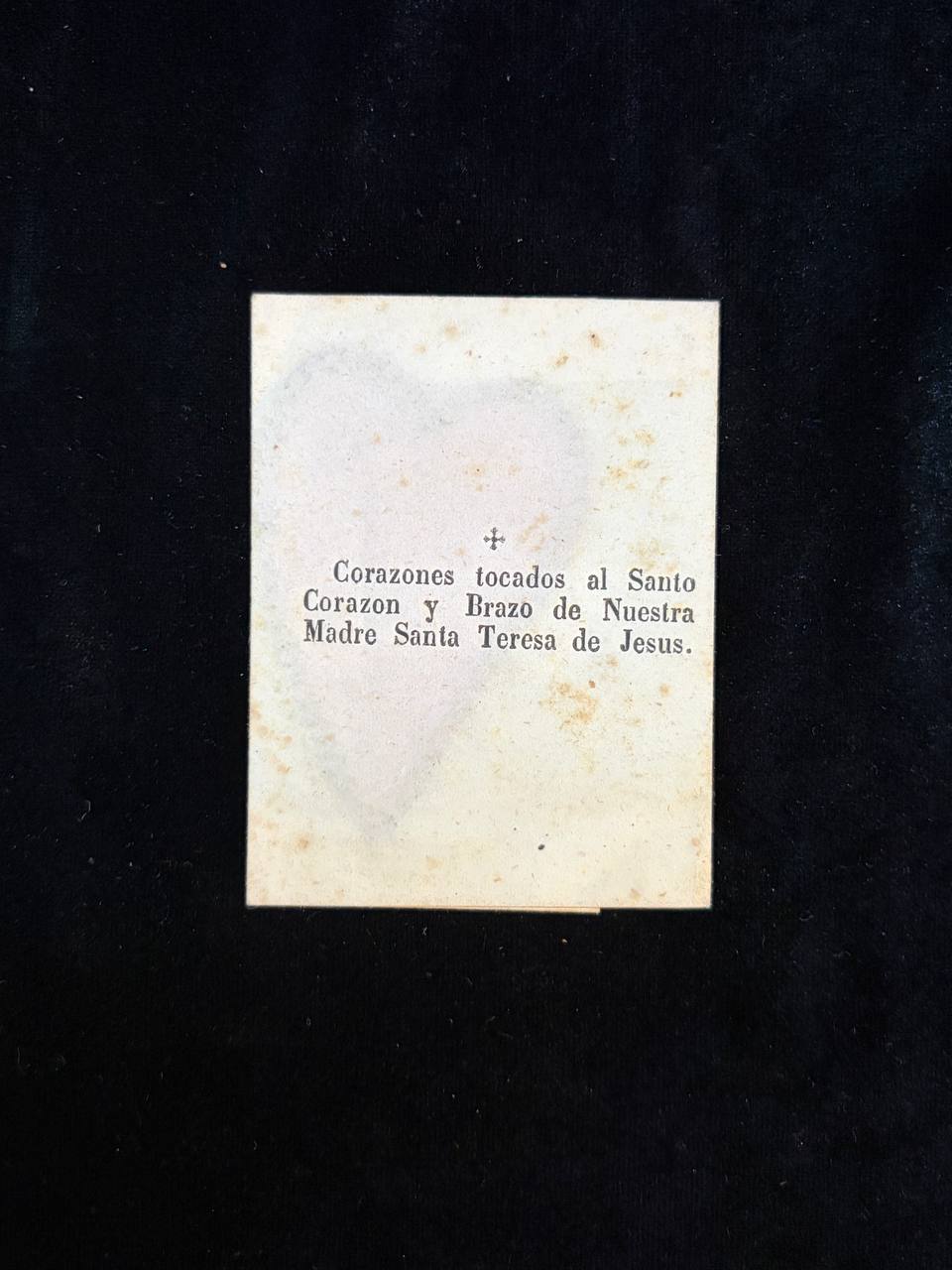 Antique Catholic Relic – Textile Devotional Relic Touched to the Sacred Heart and Arm of Saint Teresa of Jesus