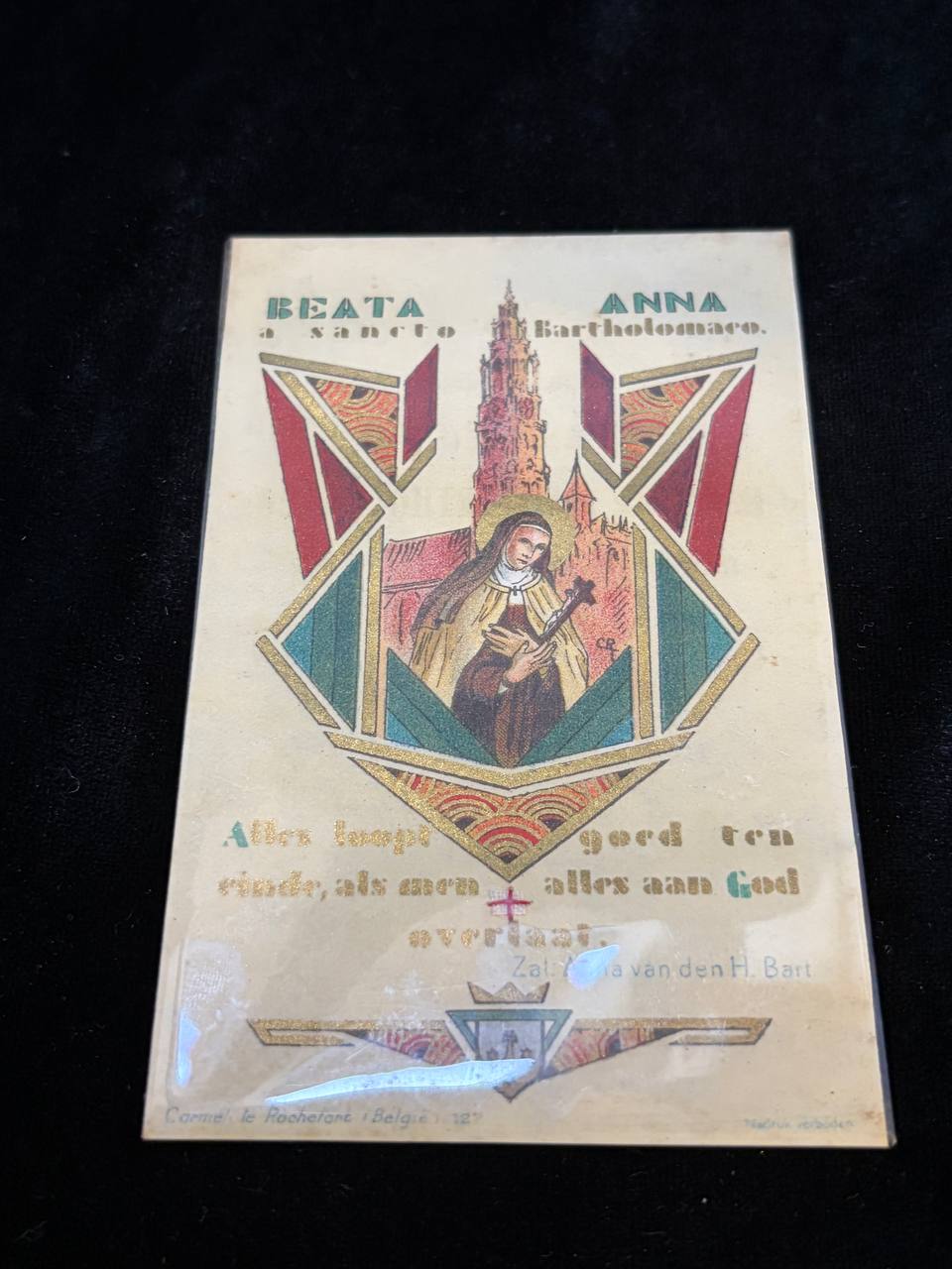 Blessed Anna of Saint Bartholomew Relic Card – Ex Linteis, 1934