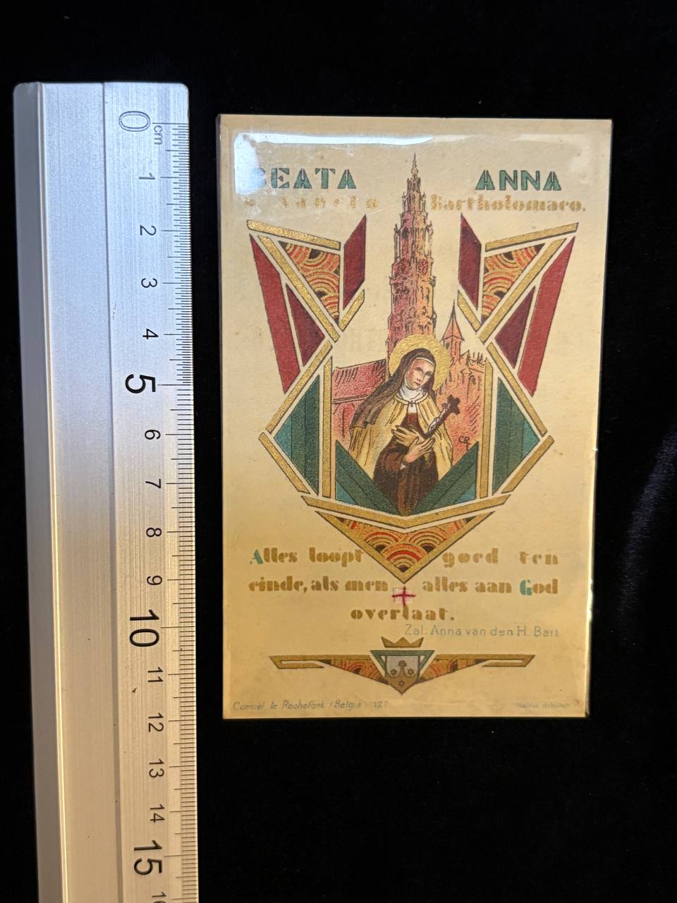 Blessed Anna of Saint Bartholomew Relic Card – Ex Linteis, 1934