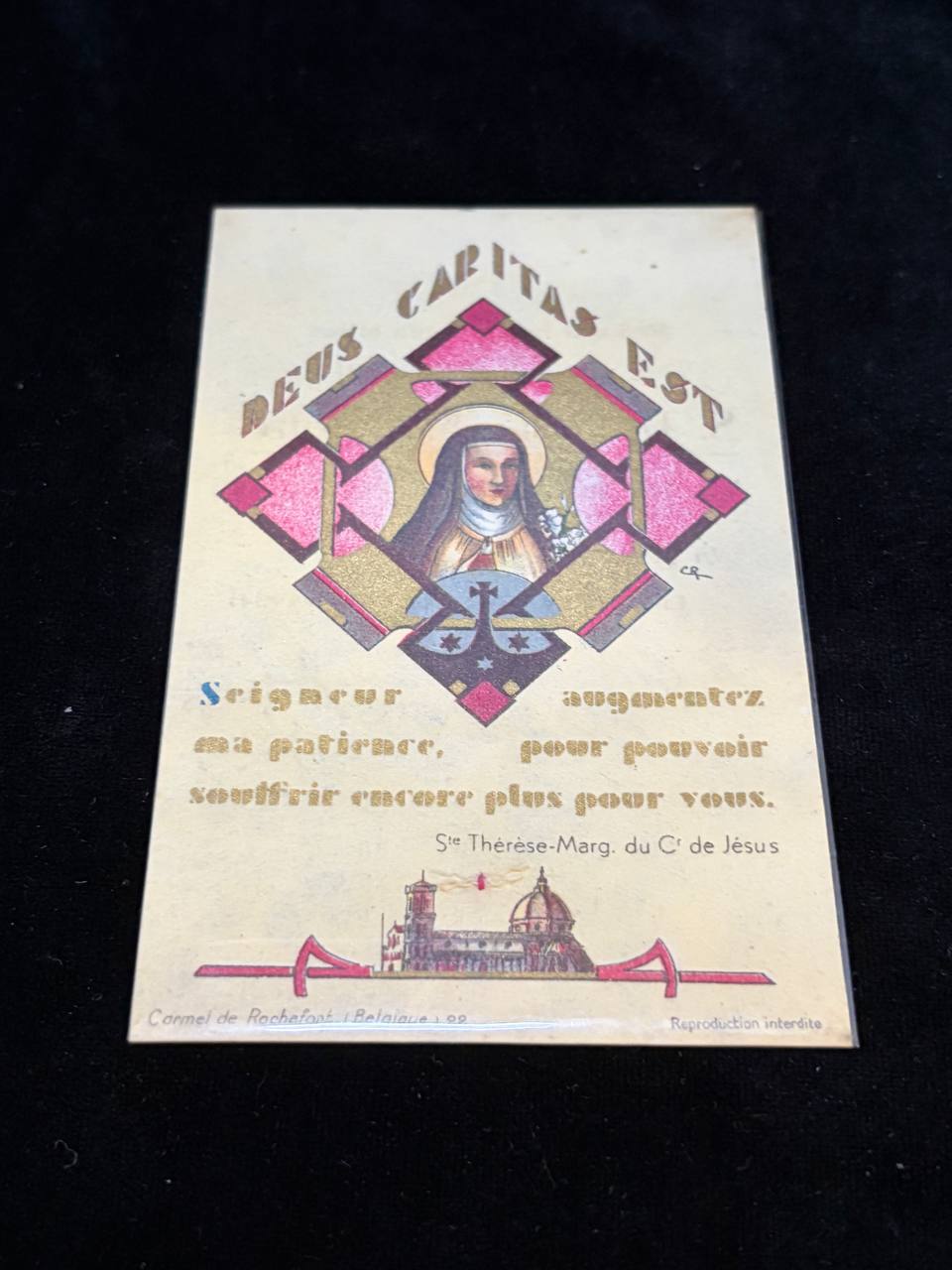 Saint Teresa Margaret of the Sacred Heart Relic Card – Ex Tunica Interiori, 1934