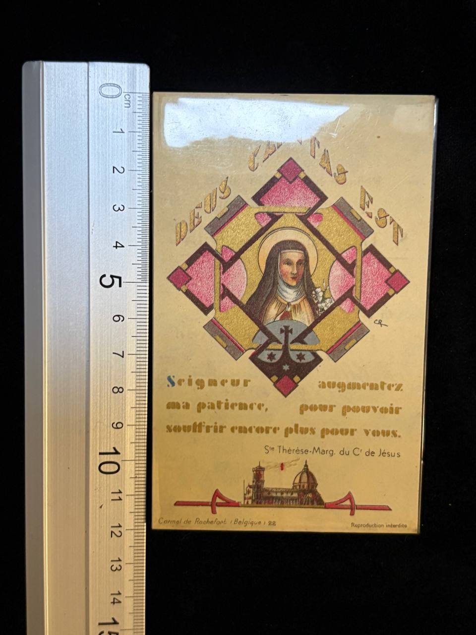 Saint Teresa Margaret of the Sacred Heart Relic Card – Ex Tunica Interiori, 1934