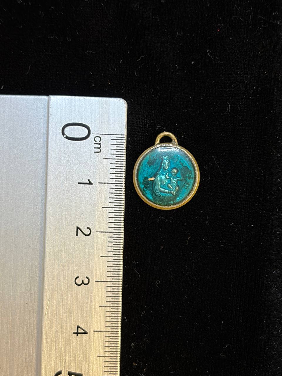 Vintage Our Lady of Mount Carmel Scapular Medal – Blue Enamel | Sacred Heart of Jesus