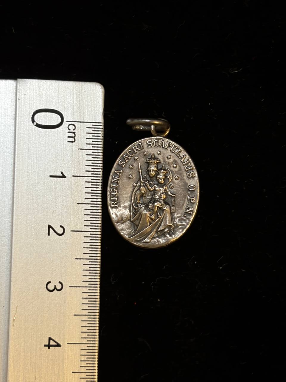 Vintage Our Lady of Mount Carmel Scapular Medal – Sacred Heart of Jesus | Religious Medal