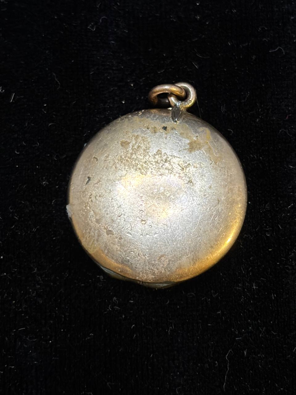 Vintage Round Photo Locket Pendant with Original Photograph | Engraved Floral Design