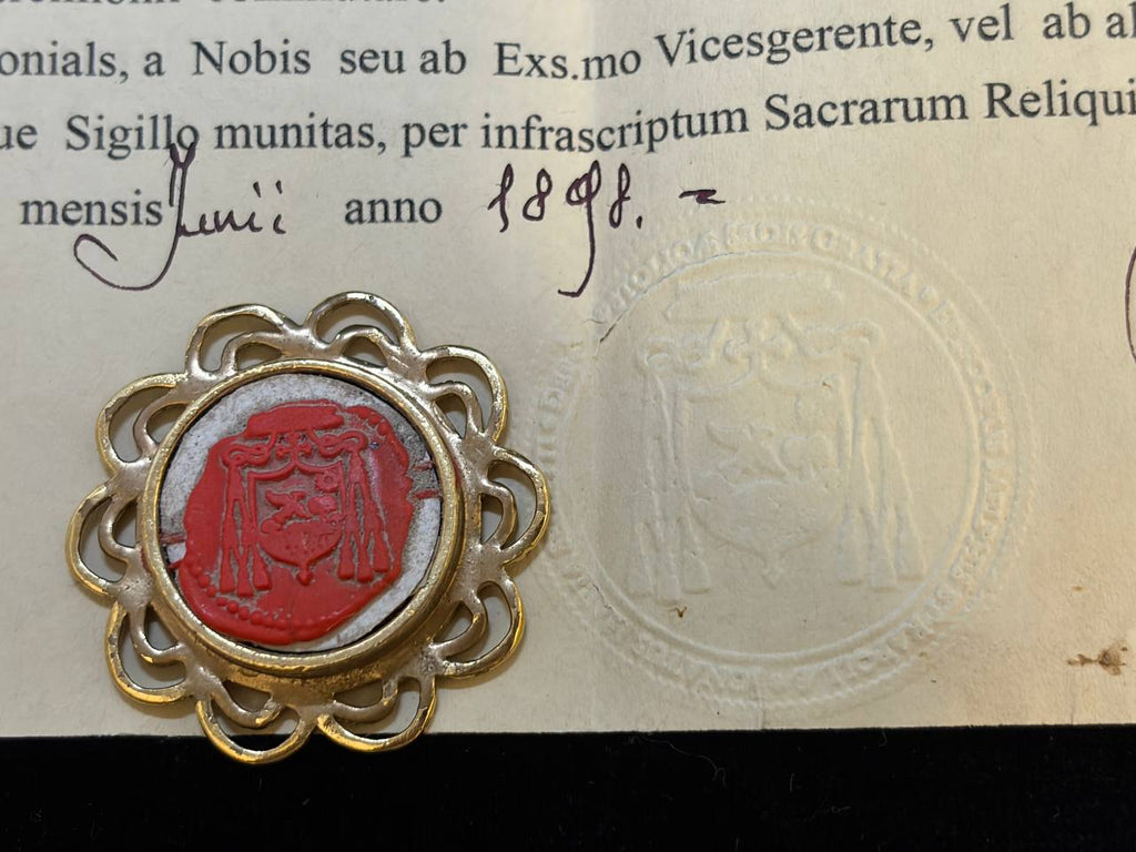 Rare Antique Relic of Saint Catherine of Siena | 19th-Century Reliquary & Episcopal Authentication
