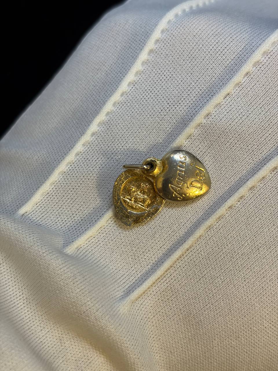 Vintage Agnus Dei Heart Medal | Catholic Devotional Reliquary Pendant