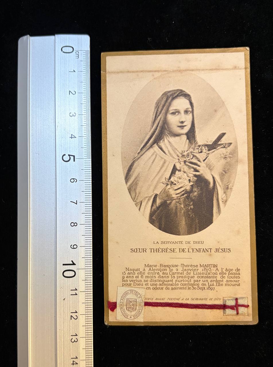 Rare 1907 Saint Thérèse of Lisieux Contact Relic | Original Relic Cloth & Carmelite Seal