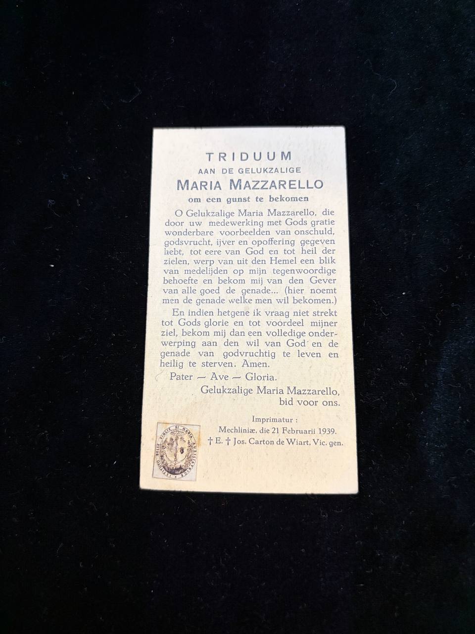 Antique 1939 Catholic Holy Card | Blessed Maria Domenica Mazzarello | Original Devotional Prayer Card