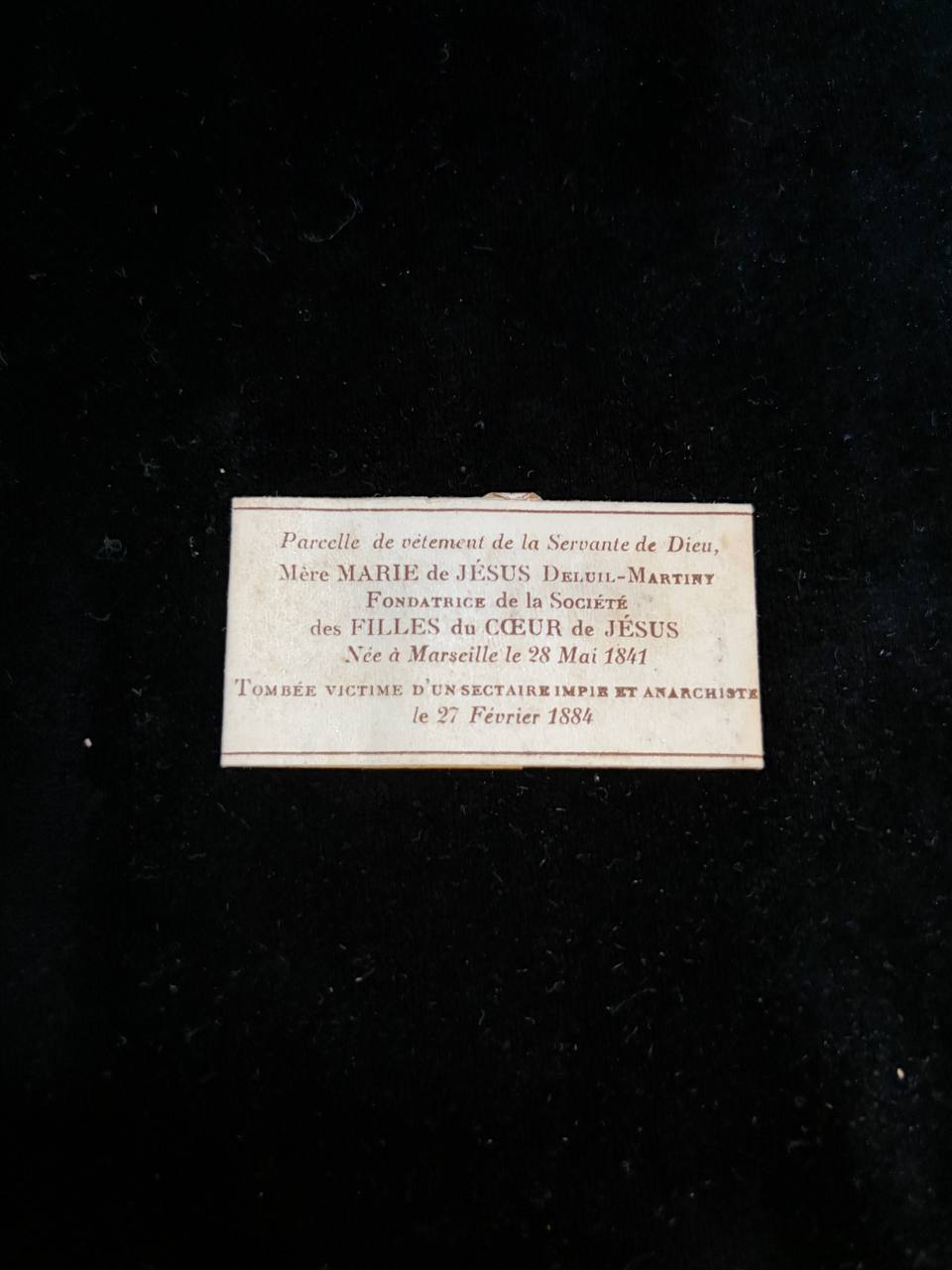 Antique Relic of Blessed Marie of Jesus Deluil-Martiny | Original Clothing Relic | Wax-Sealed