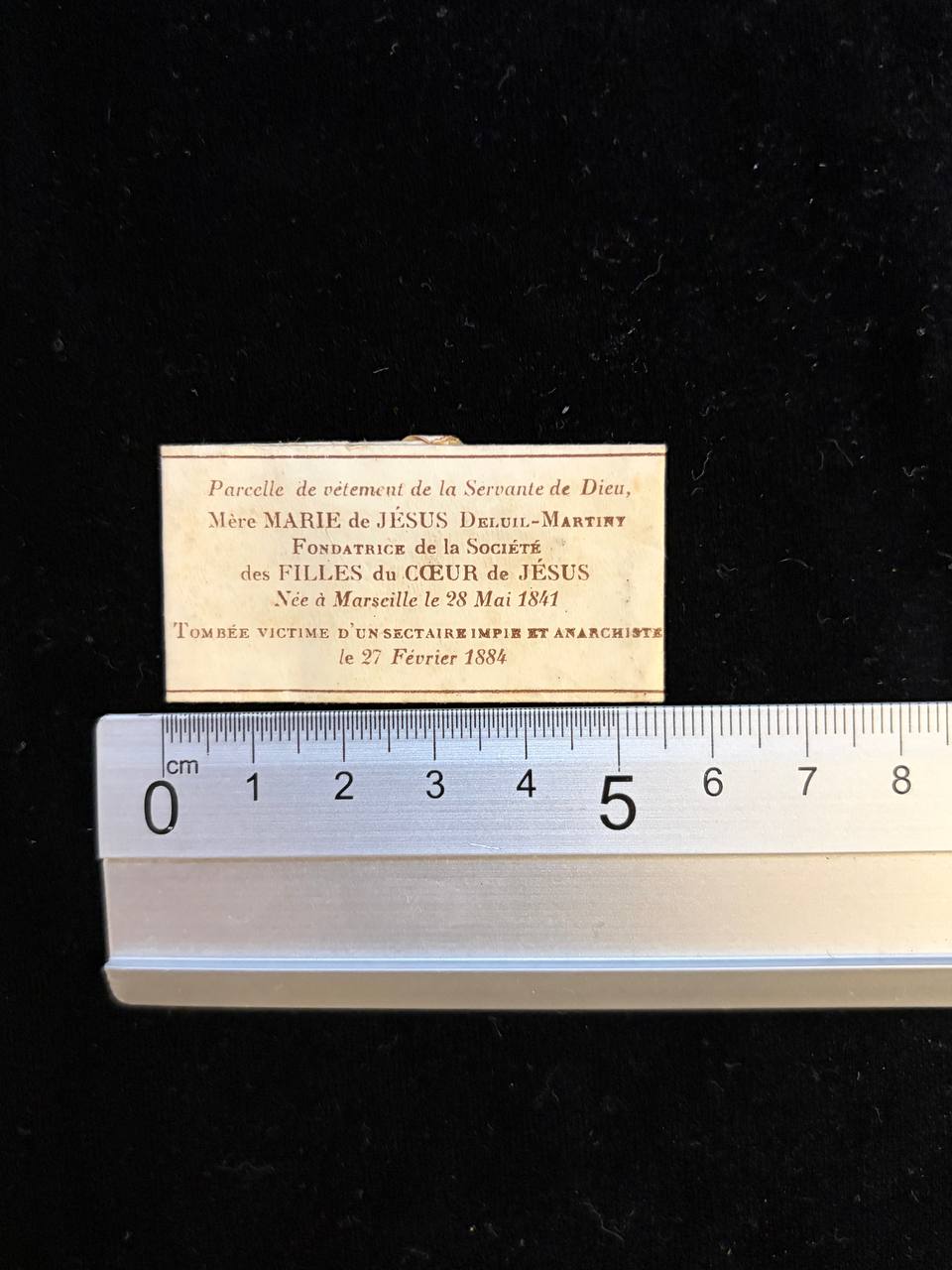 Antique Relic of Blessed Marie of Jesus Deluil-Martiny | Original Clothing Relic | Wax-Sealed