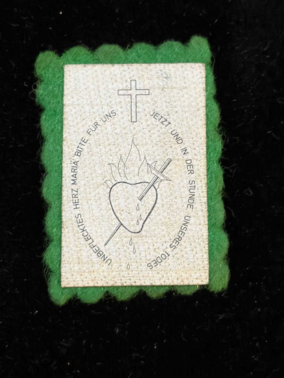 Antique Green Scapular of the Immaculate Heart of Mary | German Catholic Devotional